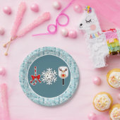 Pickleball Christmas Joy Blauwe en Witte Sneeuwbal Papieren Bordje (Feest)