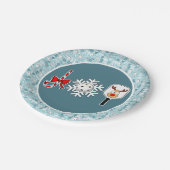 Pickleball Christmas Joy Blauwe en Witte Sneeuwbal Papieren Bordje (Gekanteld)