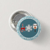 Pickleball Christmas Joy Blauwe en Witte Sneeuwbal Ronde Button 3,2 Cm (Voorkant /achterkant)
