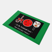 Pickleball Christmas Joy Candy Cane Paddle Ball Deurmat (Schuin)