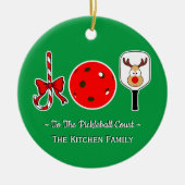 Pickleball Christmas Joy Candy Cane Paddle Ball Keramisch Ornament (Voorkant)