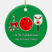 Pickleball Christmas Joy Candy Cane Paddle Ball Keramisch Ornament (Achterkant)