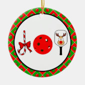 Pickleball Christmas Joy Candy Cane Paddles Ball Keramisch Ornament (Voorkant)
