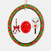 Pickleball Christmas Joy Candy Cane Paddles Ball Keramisch Ornament (Links)