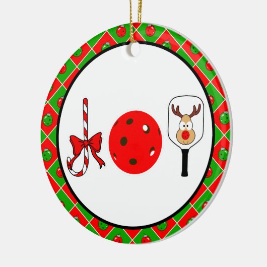 Pickleball Christmas Joy Candy Cane Paddles Ball Keramisch Ornament (Links)