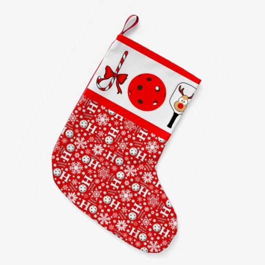 Pickleball Christmas Joy Rendier Rood en Wit Kleine Kerstsok (Voorkant (Hangend))