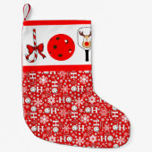 Pickleball Christmas Joy Rendier Rood en Wit Kleine Kerstsok (Voorkant)