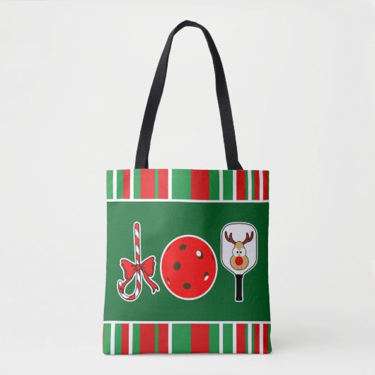 Pickleball Christmas Joy Santa Green en Red Tote Bag (Voorkant)