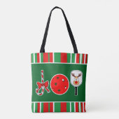 Pickleball Christmas Joy Santa Green en Red Tote Bag (Achterkant)