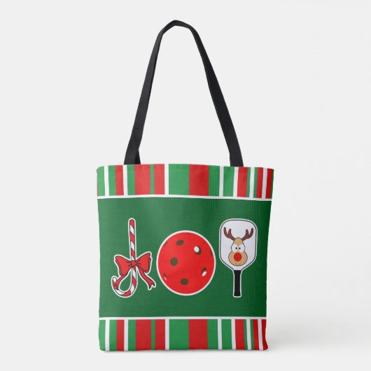 Pickleball Christmas Joy Santa Green en Red Tote Bag (Achterkant)