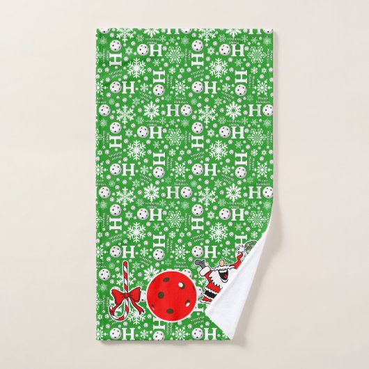 Pickleball Christmas Joy Santa Ho Ho Green Handdoek (Handdoek)