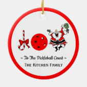 Pickleball Christmas Joy Santa Paddle Red Ball Keramisch Ornament (Achterkant)