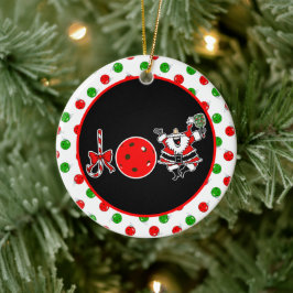 Pickleball Christmas Joy Santa Paddle Red Ball Keramisch Ornament