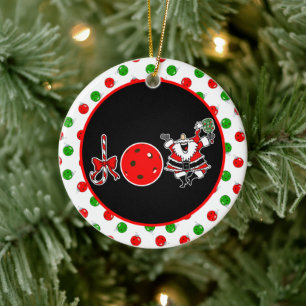 Pickleball Christmas Joy Santa Paddle Red Ball Keramisch Ornament