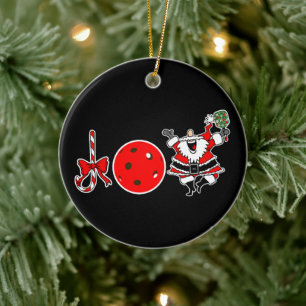 Pickleball Christmas Joy Santa Paddle Red Ball Keramisch Ornament