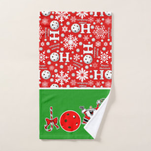 Pickleball Christmas Joy Santa Rood en Groen Handdoek