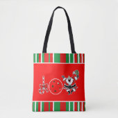 Pickleball Christmas Joy Santa Rood en Groen Tote Bag (Voorkant)