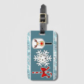 Pickleball Christmas Joy Snowflake Blauw en Wit Bagagelabel (Voorkant (verticaal))