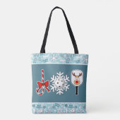 Pickleball Christmas Joy Snowflake Blauw en Wit Tote Bag (Achterkant)