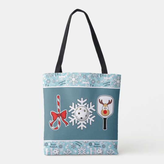 Pickleball Christmas Joy Snowflake Blauw en Wit Tote Bag (Achterkant)