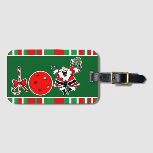 Pickleball Christmas Joy Snowflake Rood en Groen Bagagelabel (Voorkant (horizontaal))