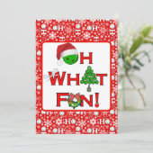 Pickleball Christmas Oh What Fun Snowflakes Red Feestdagenkaart (Staand voorkant)