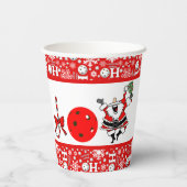 Pickleball Christmas Party Joy Santa Rood en Wit Papieren Bekers (Achterkant)