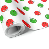 Pickleball Christmas Red and Green Ornaments White Cadeaupapier (Rol Hoek)