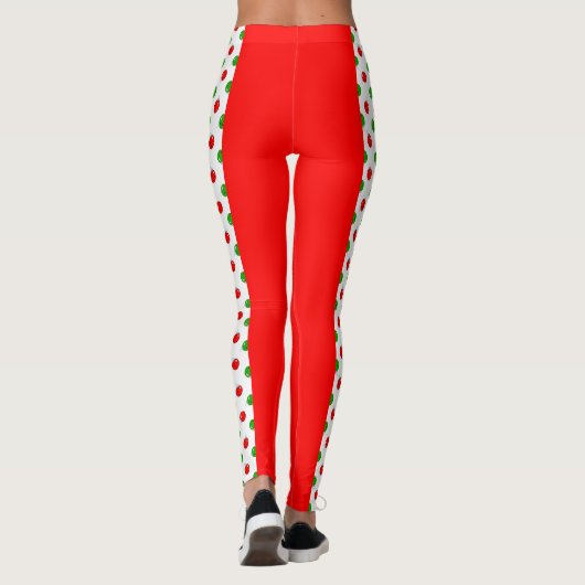 Pickleball Christmas Red and Green Pickleballs Leggings (Achterkant)
