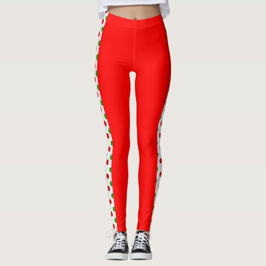 Pickleball Christmas Red and Green Pickleballs Leggings (Voorkant)