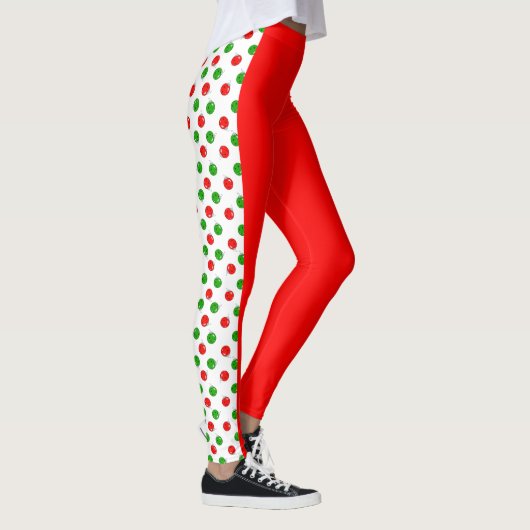 Pickleball Christmas Red and Green Pickleballs Leggings (Rechts)
