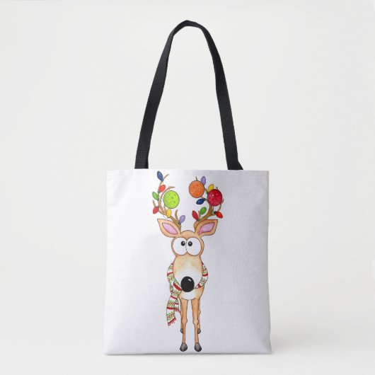 Pickleball Christmas Reindeer Tote Bag (Voorkant)