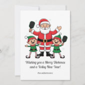 Pickleball Christmas Santa Elf, uw aangepaste teks Feestdagenkaart (Voorkant)