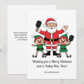 Pickleball Christmas Santa Elf, uw aangepaste teks Feestdagenkaart (Voorkant / Achterkant)