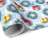 Pickleball Christmas themed Cadeaupapier (Rol Hoek)