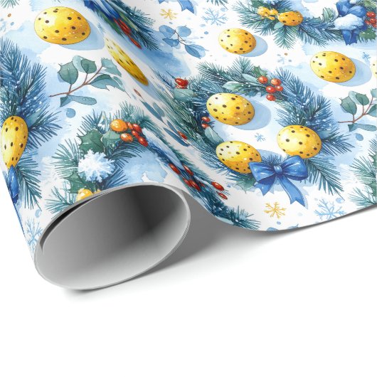 Pickleball Christmas themed Cadeaupapier (Rol Hoek)
