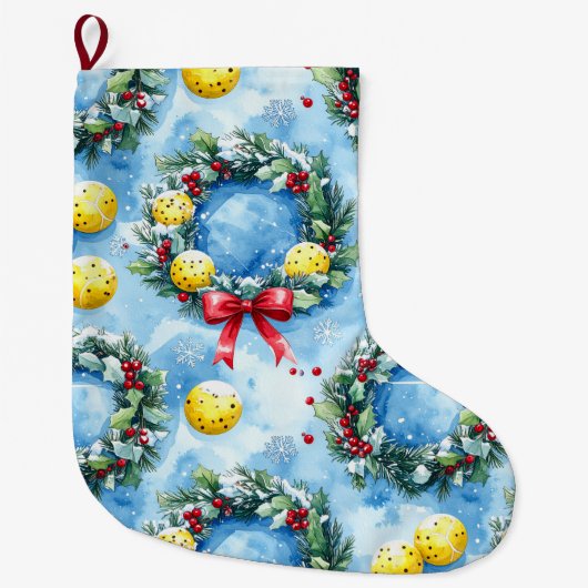 Pickleball Christmas themed Grote Kerstsok (Voorkant)