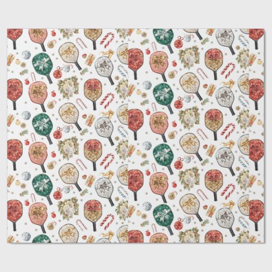 Pickleball Christmas themed with Paddle  Cadeaupapier (Vlak)