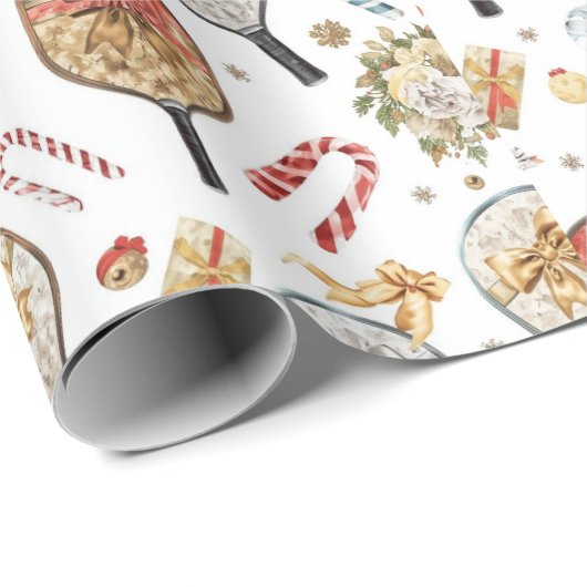 Pickleball Christmas themed with Paddle Cadeaupapier (Rol Hoek)