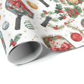 Pickleball Christmas themed with Paddle Cadeaupapier (Rol Hoek)