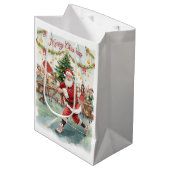 Pickleball Christmas themed with Santa Claus Medium Cadeauzakje (Voorkant Gekanteld)