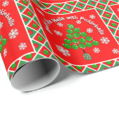Pickleball Christmas Tree Deck the Halls Red Green Cadeaupapier (Rol Hoek)