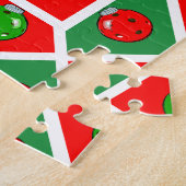 Pickleball Christmas Tree Deck the Halls Red Green Legpuzzel (Zijkant)