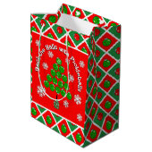 Pickleball Christmas Tree Deck the Halls Red Green Medium Cadeauzakje (Achterkant Gekanteld)