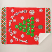Pickleball Christmas Tree Deck the Halls Red Green Sherpa Deken (Voorkant (horizontaal))