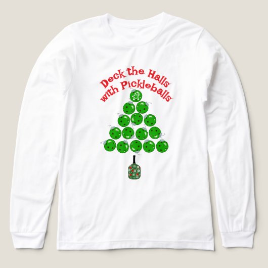Pickleball Christmas Tree Deck the Halls Tri-Blend Shirt (Voorkant)