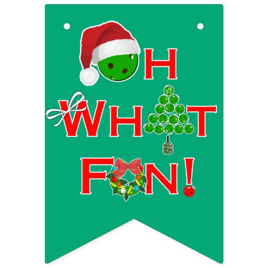 Pickleball Christmas Tree Oh What Fun Party Vlaggetjes (Tweede vlag)