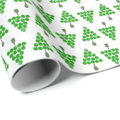 Pickleball Christmas Trees Green on White Cadeaupapier (Rol Hoek)