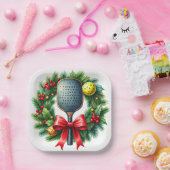 Pickleball Christmas Wreath  Papieren Bordje (Feest)