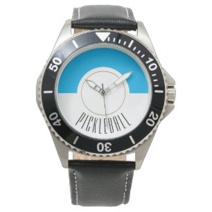 PICKLEBALL Circular Sky Blauw Wit Kleurblok Horloge
